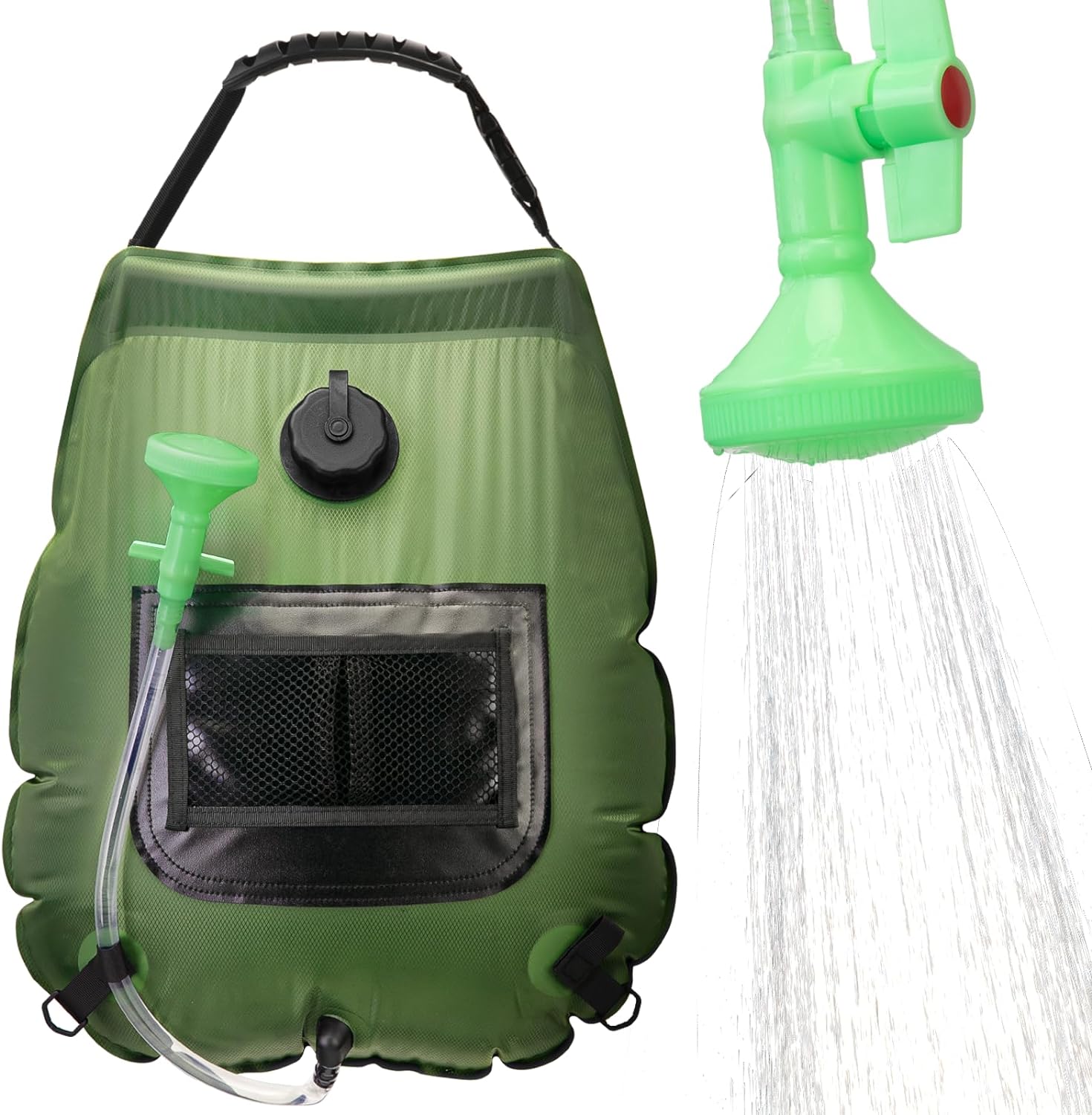  Solar Portable Shower Bag, 5 Gal/20L Solar Heating Outdoor Camping Shower Bag with On-Off Switchable Shower Head&Removable Hose Suitable for Camping, Hiking, Travel, Beach Swimming